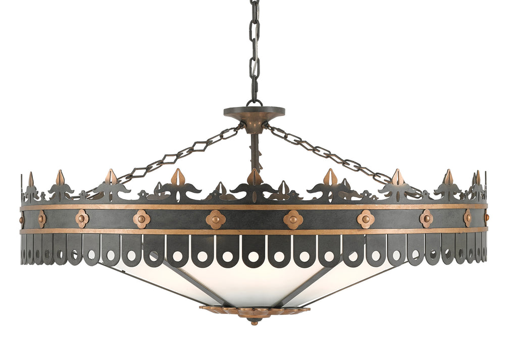 Berkeley Chandelier by Bunny Williams - Antique Gold & Moss Gray Elegance for Stunning Interiors