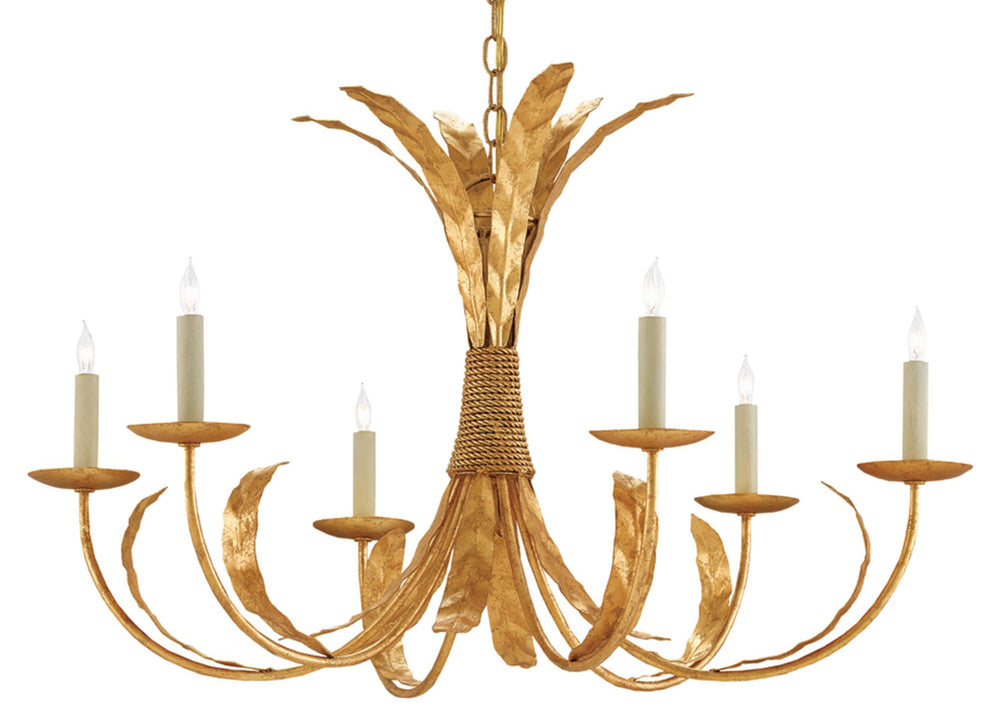 Bette Gold Chandelier - Elegant Bunny Williams Design with Grecian Gold Leaf Finish & Feather Detail