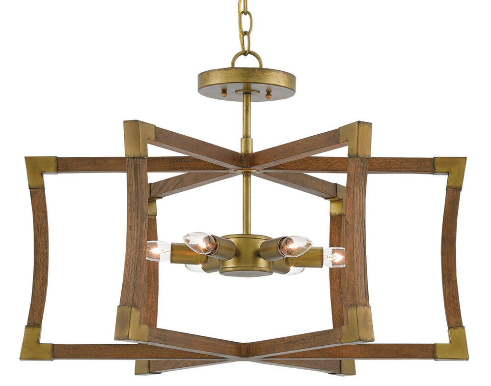 Bastian Small Lantern - Arts & Crafts Inspired Design in Chestnut & Brass, Wrought Iron & Wood