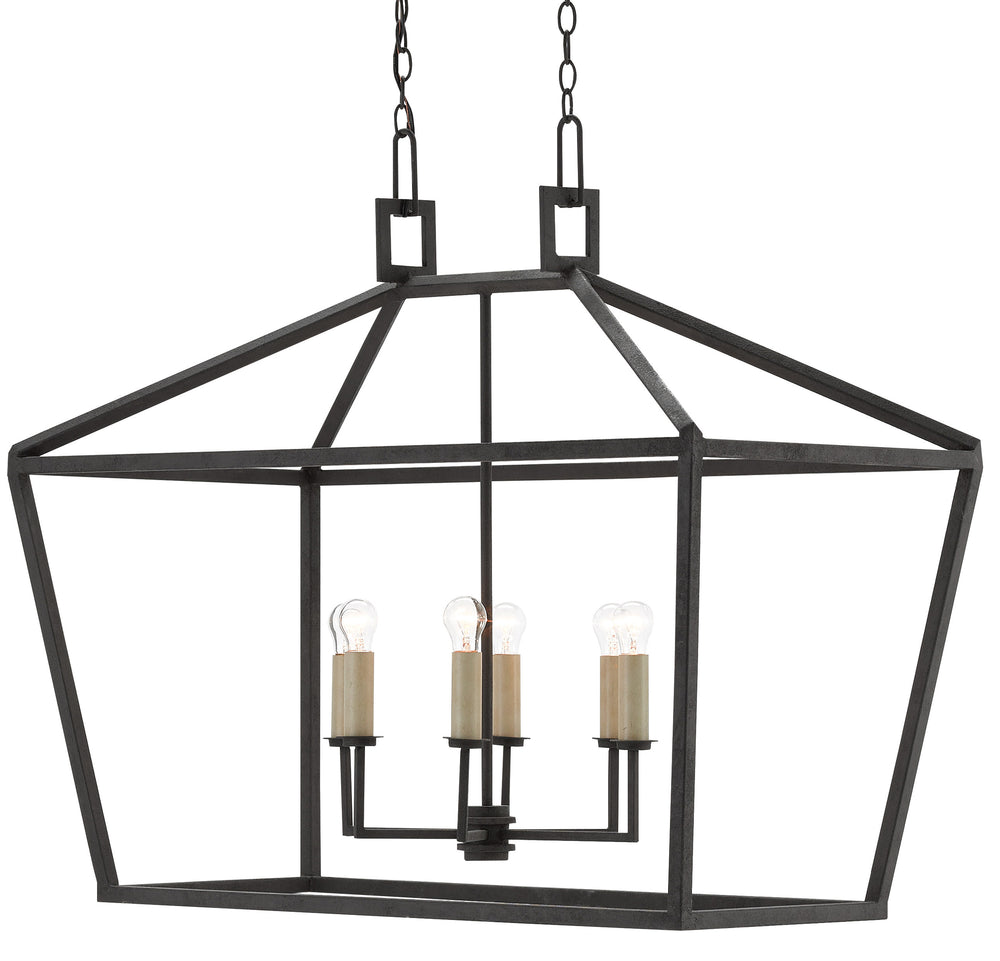 Denison Rectangular Lantern - Elegant Hammered Wrought Iron in Molé Black Finish for Timeless Style