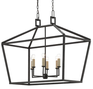 Denison Rectangular Lantern - Elegant Hammered Wrought Iron in Molé Black Finish for Timeless Style