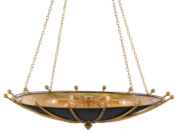 Fontaine Chandelier - Glamorous Antique Gold & Satin Black Lighting Fixture for Elegant Spaces