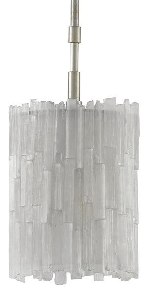 Moonstone Pendant in Aviva Stanoff Collection – Elegant Silver Leaf Finish with Adjustable Height Design