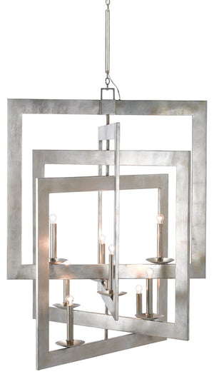 Quantum Chandelier - Elegant Silver Leaf Design with Blown Glass Balls & Adjustable Height Options