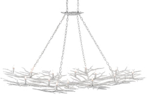 Quantum Chandelier - Elegant Silver Leaf Design with Blown Glass Balls & Adjustable Height Options