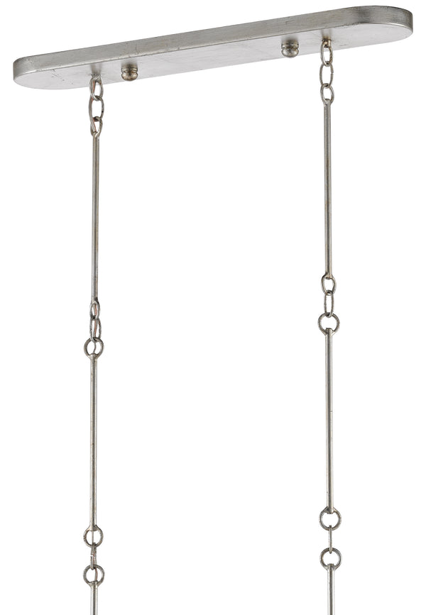 Grand Lotus Silver Oval Chandelier - Elegant Wrought Iron Design with Antique Silver Leaf Finish