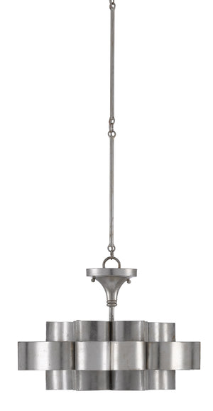 Quantum Chandelier - Elegant Silver Leaf Design with Blown Glass Balls & Adjustable Height Options