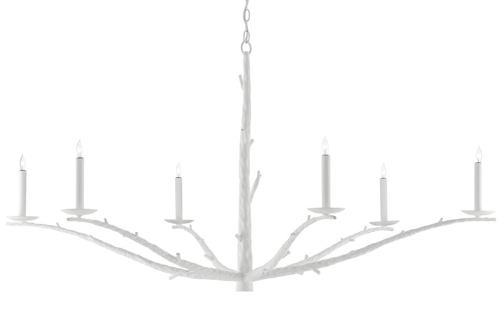 Tallu Chandelier - Contemporary Wrought Iron Design with Rough Gesso White Finish, 6 Lights, 59" Width