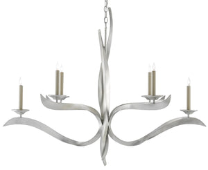 Quantum Chandelier - Elegant Silver Leaf Design with Blown Glass Balls & Adjustable Height Options