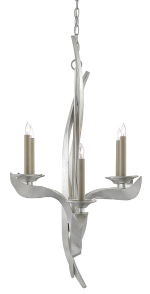 Quantum Chandelier - Elegant Silver Leaf Design with Blown Glass Balls & Adjustable Height Options