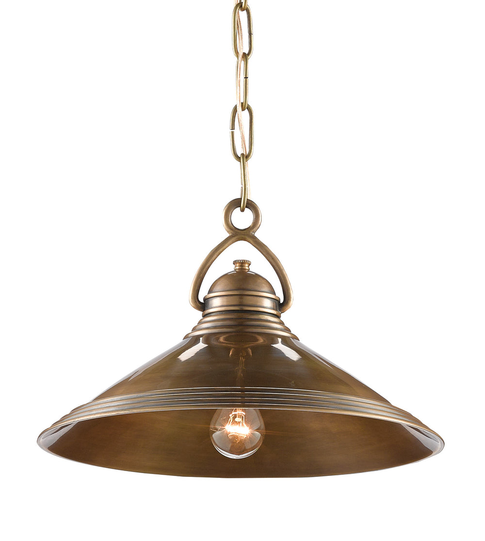 Weybright Pendant Light - Vintage Brass Industrial Design with Ribbed Shade for Timeless Elegance