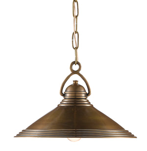 Weybright Pendant Light - Vintage Brass Industrial Design with Ribbed Shade for Timeless Elegance