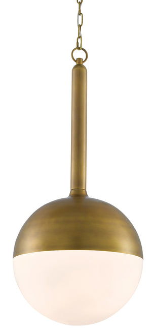Moonward Pendant Light - Elegant Antique Brass & Opaque White Glass Fixture for Soft Ambient Glow