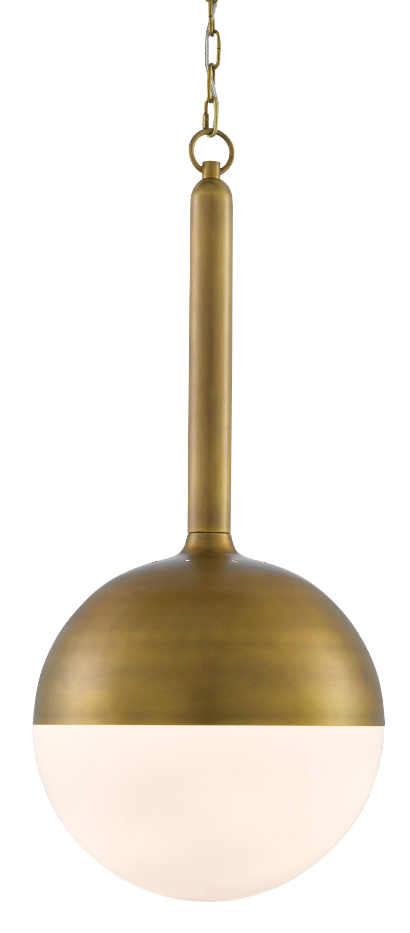 Moonward Pendant Light - Elegant Antique Brass & Opaque White Glass Fixture for Soft Ambient Glow