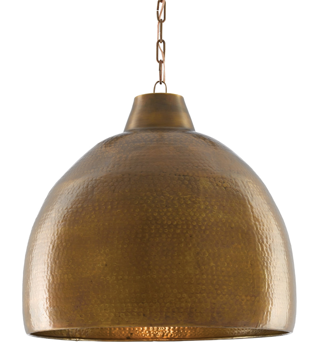 Earthshine Brass Large Pendant Light - Vintage Industrial Hammered Dome Fixture for Stylish Spaces