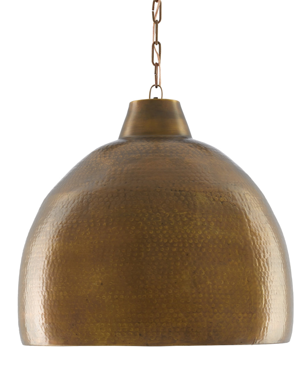 Earthshine Brass Large Pendant Light - Vintage Industrial Hammered Dome Fixture for Stylish Spaces