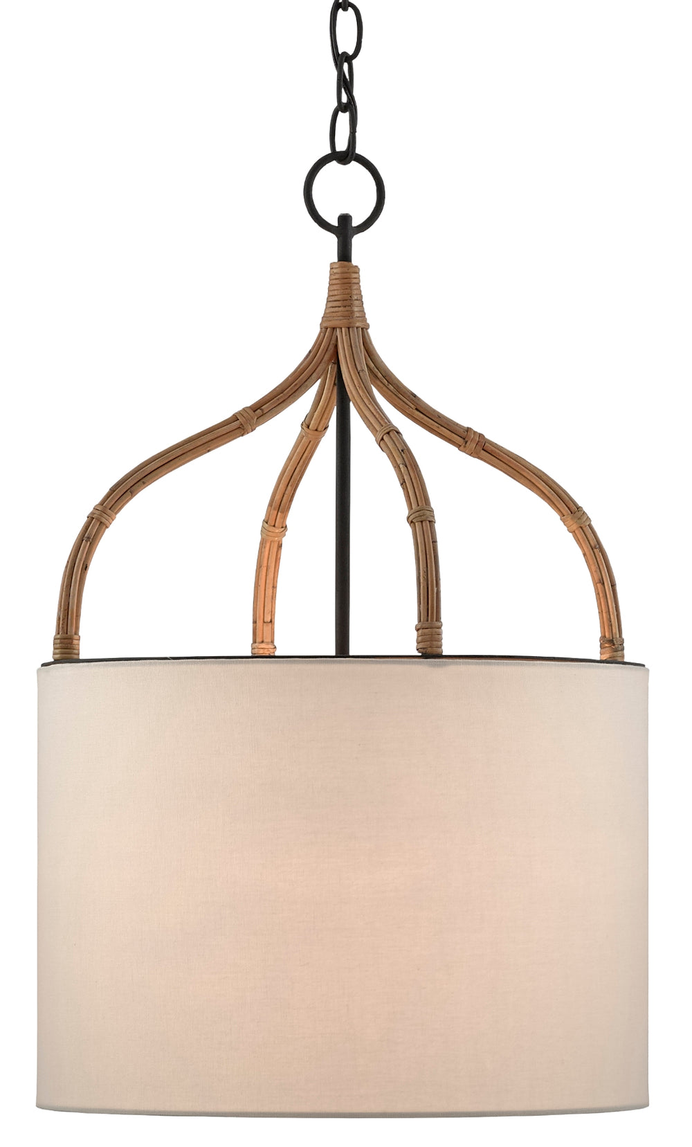 Dunning Pendant: Elegant Wrought Iron Chandelier with Adjustable Height & Off-White Eggshell Shade