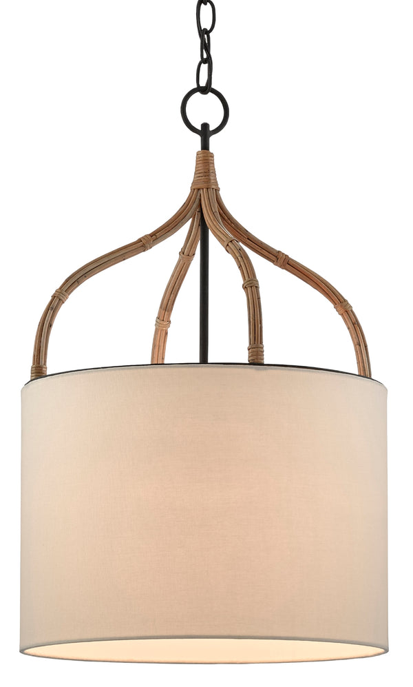 Dunning Pendant: Elegant Wrought Iron Chandelier with Adjustable Height & Off-White Eggshell Shade