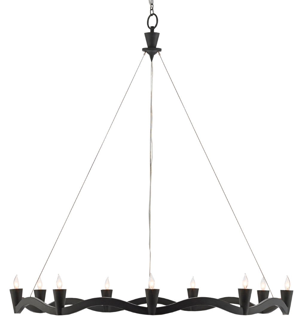 Serpentina Chandelier - Stunning Antique Black Wrought Iron Design | Adjustable Height & Elegant Style