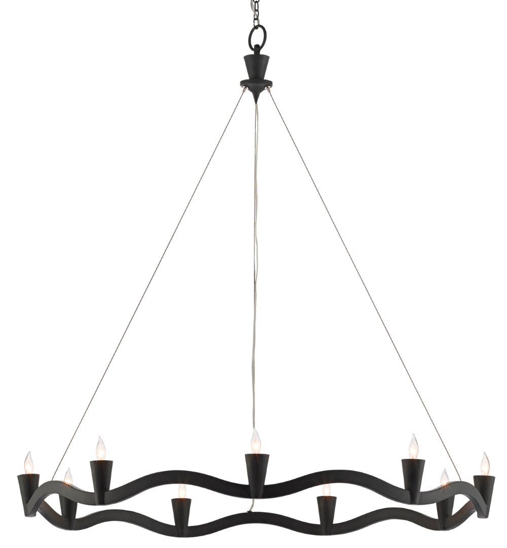 Serpentina Chandelier - Stunning Antique Black Wrought Iron Design | Adjustable Height & Elegant Style