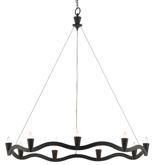 Serpentina Chandelier - Stunning Antique Black Wrought Iron Design | Adjustable Height & Elegant Style