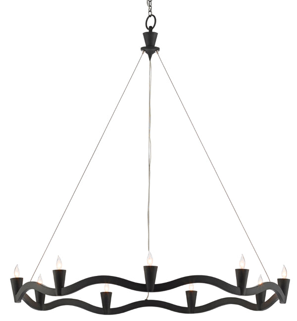 Serpentina Chandelier - Stunning Antique Black Wrought Iron Design | Adjustable Height & Elegant Style