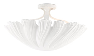 Hadley Semi-Flush Light Fixture - Elegant Gesso White Wrought Iron Design with Feminine Charm