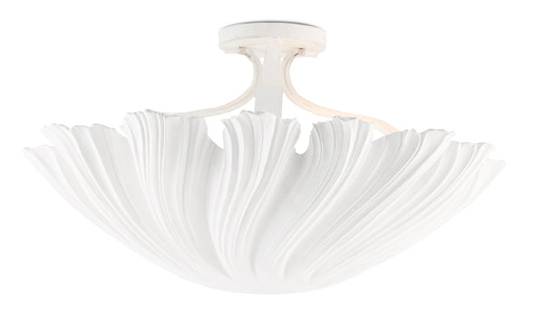 Hadley Semi-Flush Light Fixture - Elegant Gesso White Wrought Iron Design with Feminine Charm