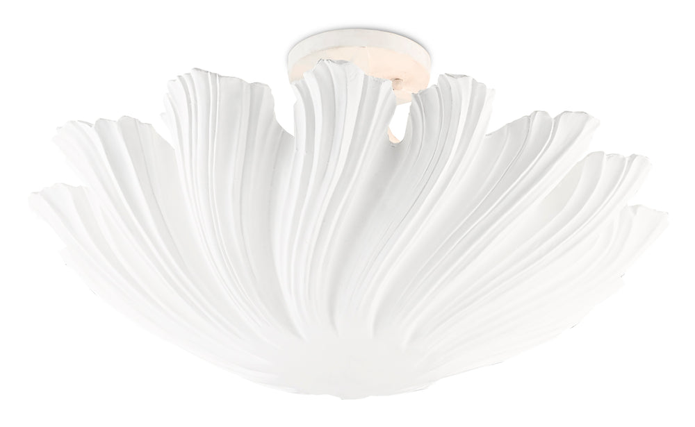 Hadley Semi-Flush Light Fixture - Elegant Gesso White Wrought Iron Design with Feminine Charm