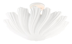 Hadley Semi-Flush Light Fixture - Elegant Gesso White Wrought Iron Design with Feminine Charm