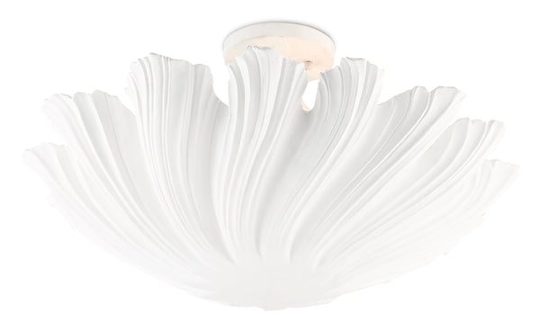 Hadley Semi-Flush Light Fixture - Elegant Gesso White Wrought Iron Design with Feminine Charm