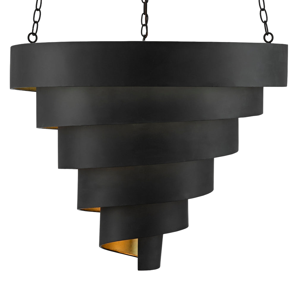 Chiffonade Large Pendant - Elegant Wrought Iron Light Fixture with Antique Black & Gold Finish Design