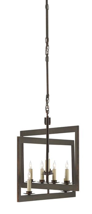 Middleton Bronze Rectangular Chandelier - Elegant Wrought Iron Design, Adjustable Height & Warm Finish