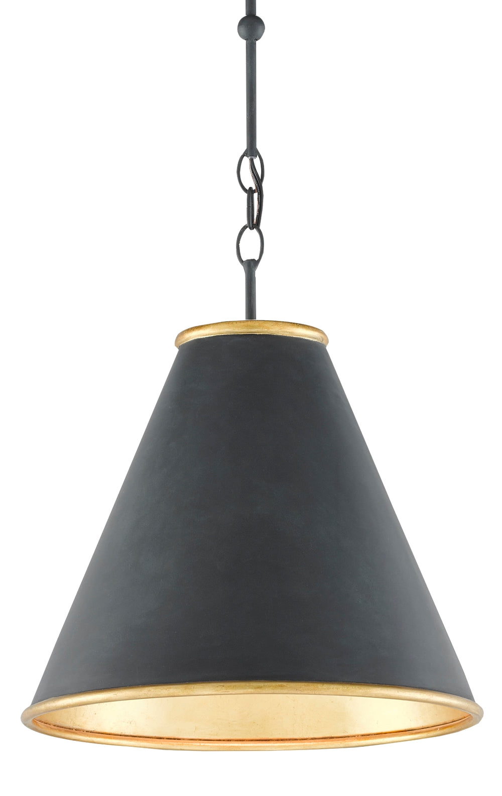 Pierrepont Black Small Pendant Light - Elegant Wrought Iron Fixture with Gold Leaf Interior Finish