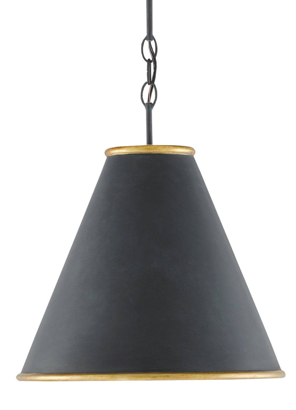 Pierrepont Black Small Pendant Light - Elegant Wrought Iron Fixture with Gold Leaf Interior Finish