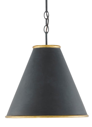 Pierrepont Black Small Pendant Light - Elegant Wrought Iron Fixture with Gold Leaf Interior Finish
