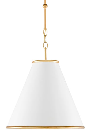 Pierrepont White Small Pendant Light - Elegant Wrought Iron Design with Gold Leaf Interior Finish