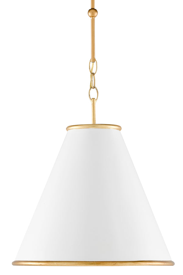 Pierrepont White Small Pendant Light - Elegant Wrought Iron Design with Gold Leaf Interior Finish