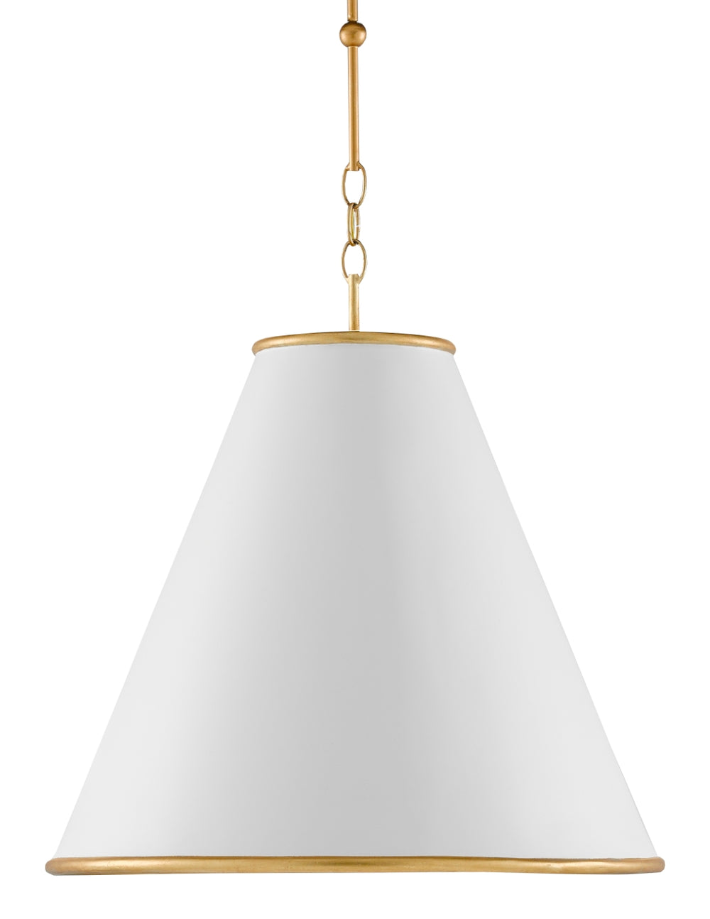 Pierrepont White Large Pendant Light - Elegant Wrought Iron Design with Gold Leaf Finish & Adjustable Height