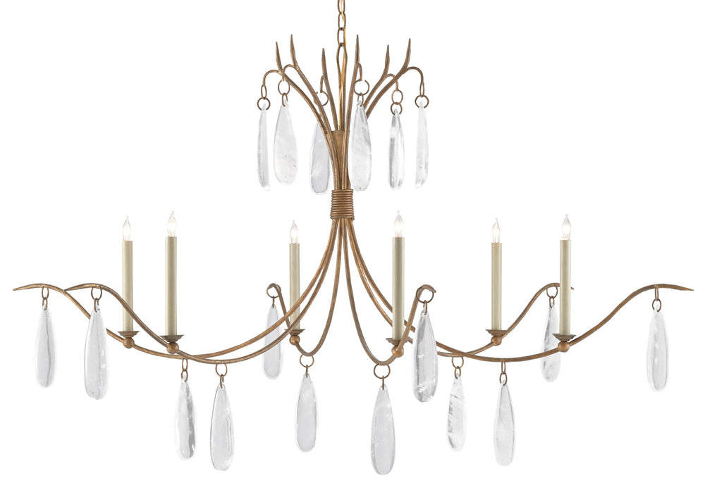 Marshallia Chandelier - Elegant Rustic Gold Design with Faux Crystal Pendants for Timeless Charm