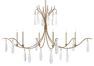 Marshallia Chandelier - Elegant Rustic Gold Design with Faux Crystal Pendants for Timeless Charm