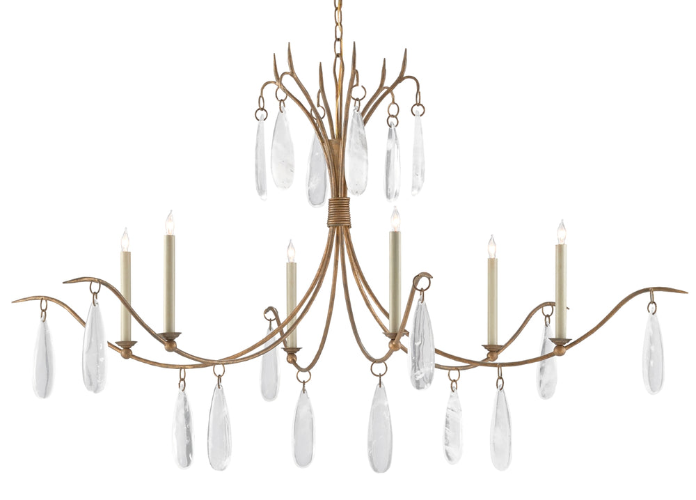 Marshallia Chandelier - Elegant Rustic Gold Design with Faux Crystal Pendants for Timeless Charm