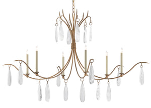Marshallia Chandelier - Elegant Rustic Gold Design with Faux Crystal Pendants for Timeless Charm