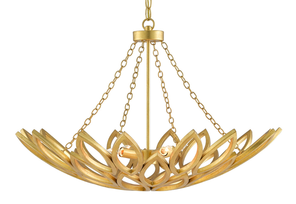 Allemande Gold Chandelier - Elegant Wrought Iron Design with Adjustable Height & 4 Warm Lighting Options