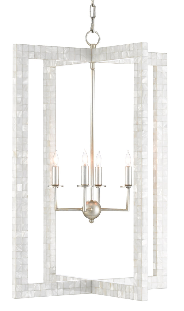 Arietta Chandelier - Handcrafted Mother of Pearl Mosaic Design with Adjustable Height for Stunning Glow