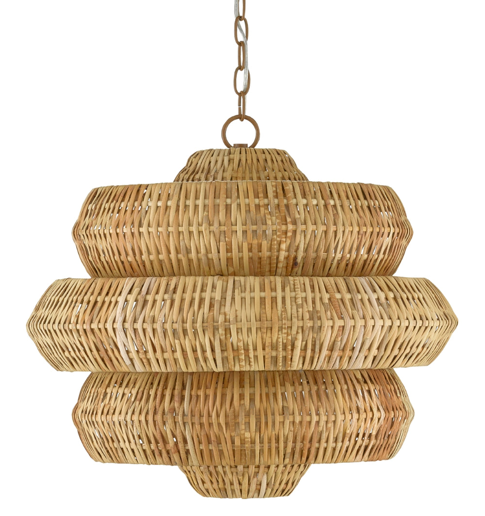 Antibes Small Chandelier - Artisan Woven Natural Rattan & Wrought Iron Fixture for Elegant Spaces