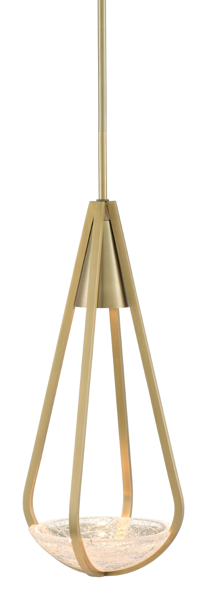 Nefertiti Pendant Light - Elegant Brushed Brass Fixture with Crackled Glass for Stunning Room Glow