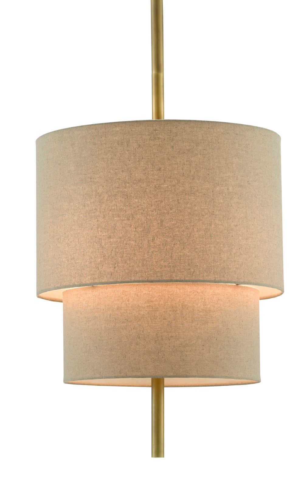 Combermere Chandelier - Elegant Antique Brass & Linen Design, Adjustable Height, Versatile Lighting Solution