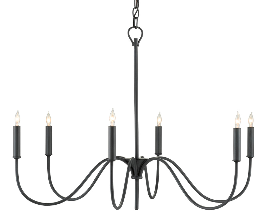 Tirrell Small Chandelier - Elegant Antique Black Wrought Iron Fixture with Adjustable Height Design
