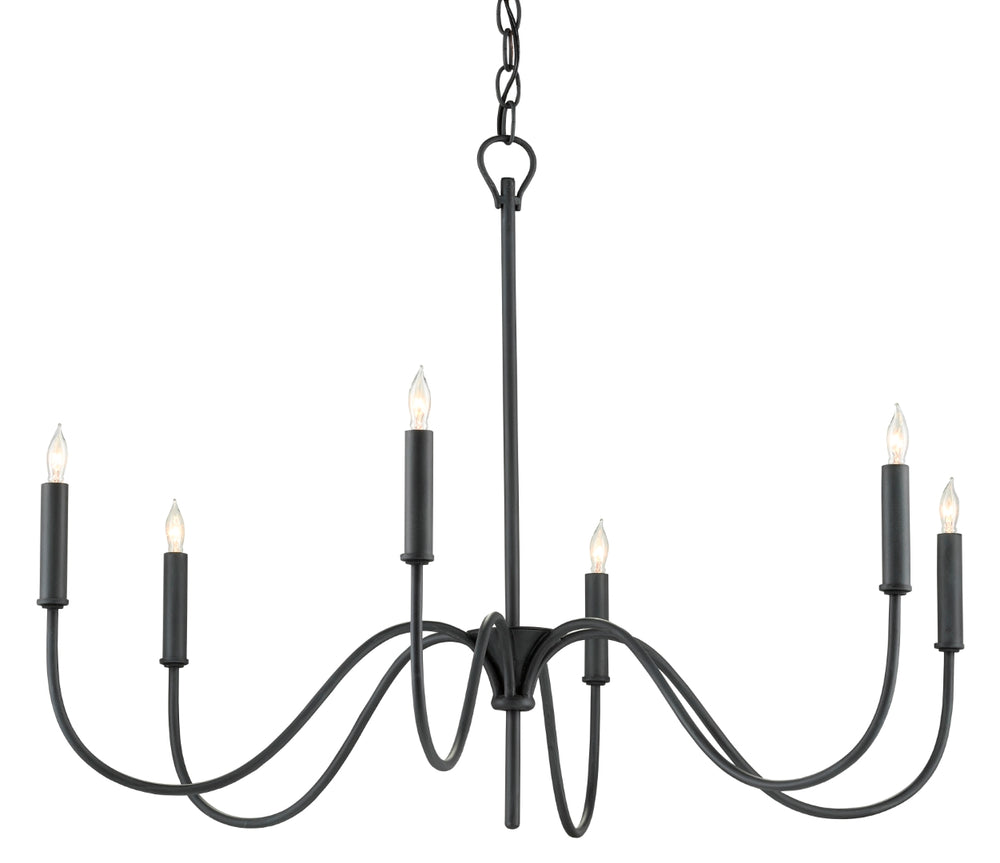 Tirrell Small Chandelier - Elegant Antique Black Wrought Iron Fixture with Adjustable Height Design